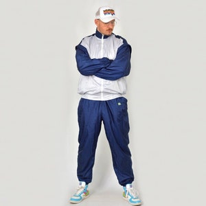 Edelweiss Tracksuit Vintage azul marino oldschool Sport Activewear retro cortavientos 90s hipster mangas extraíbles XL