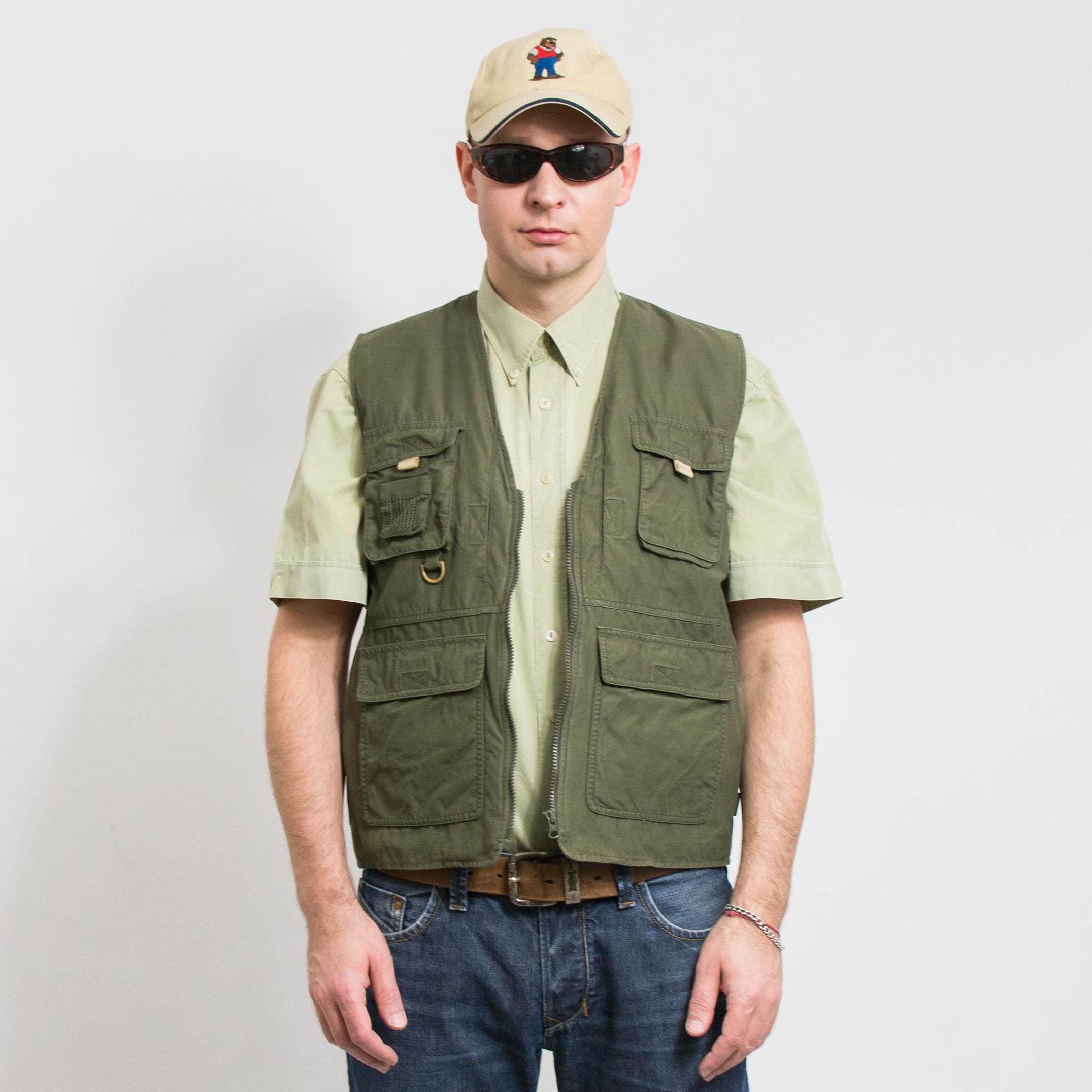 Vintage Cargo Vest Green Utility Top Military Men Size M/L - Etsy