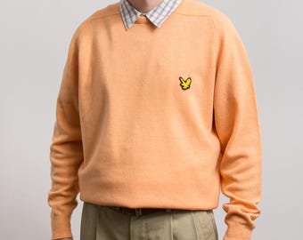 Suéter de lana Lyle & Scott Vintage Y2K naranja melocotón / hombre L