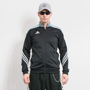 ADIDAS track jacket black zip up blokecore tracksuit top men size M