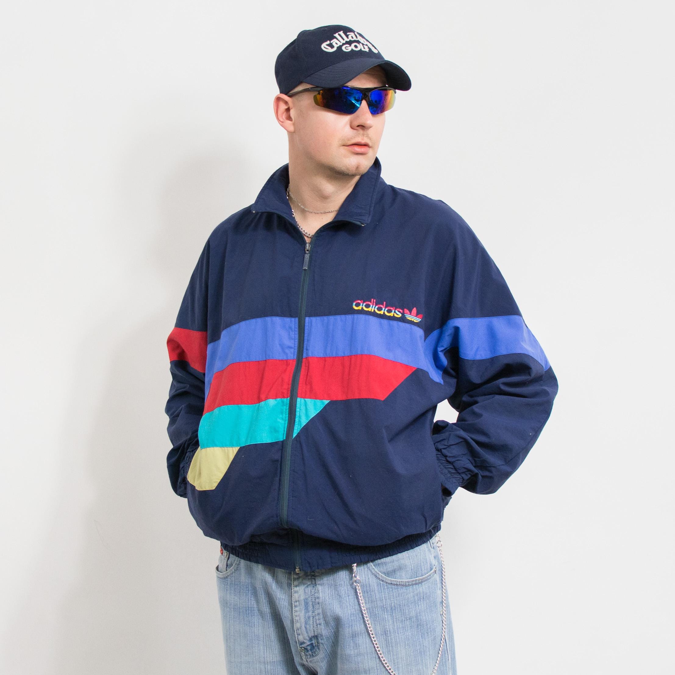 ADIDAS 80's Track Jacket Vintage Shell Colorblock Men Size L - Etsy