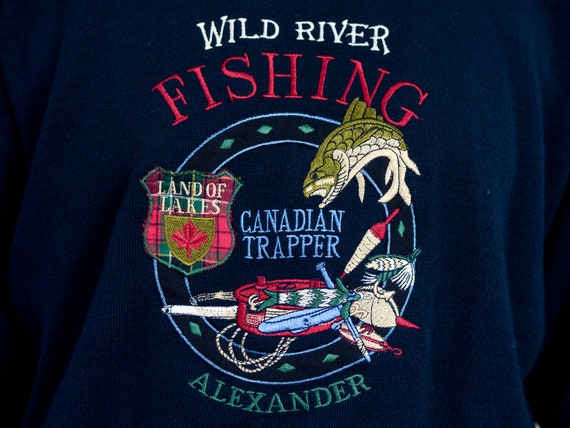 Wild River Fishing sweater navy blue jumper Canadian … - Gem