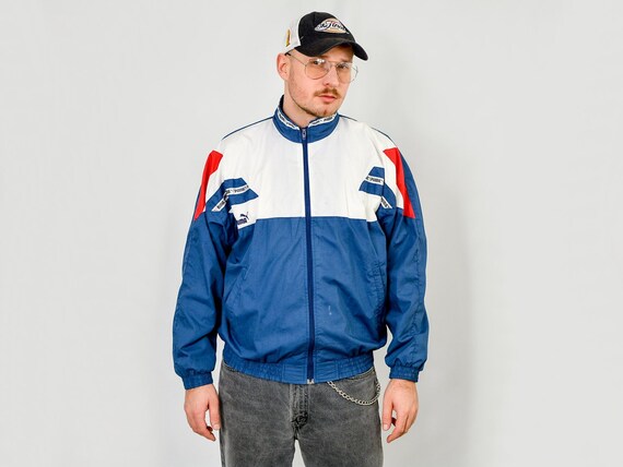 Harlev Basket jacket 90/'s windbreaker Vintage Berri oversized Sport track jacket bold blue tracksuit top hipster oldschool XL