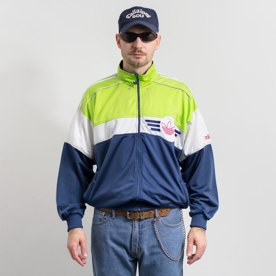 Vintage 90s Adidas Zip-up Track Jacket Colorblock L - Etsy