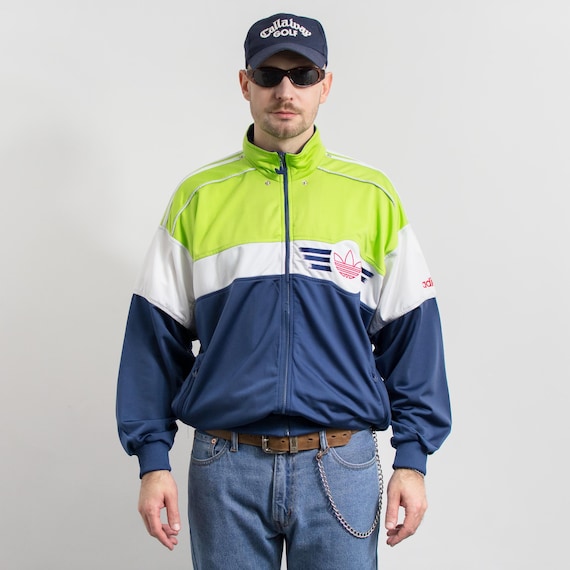 Vintage 90s Adidas Zip-up Track Jacket Colorblock L - Etsy