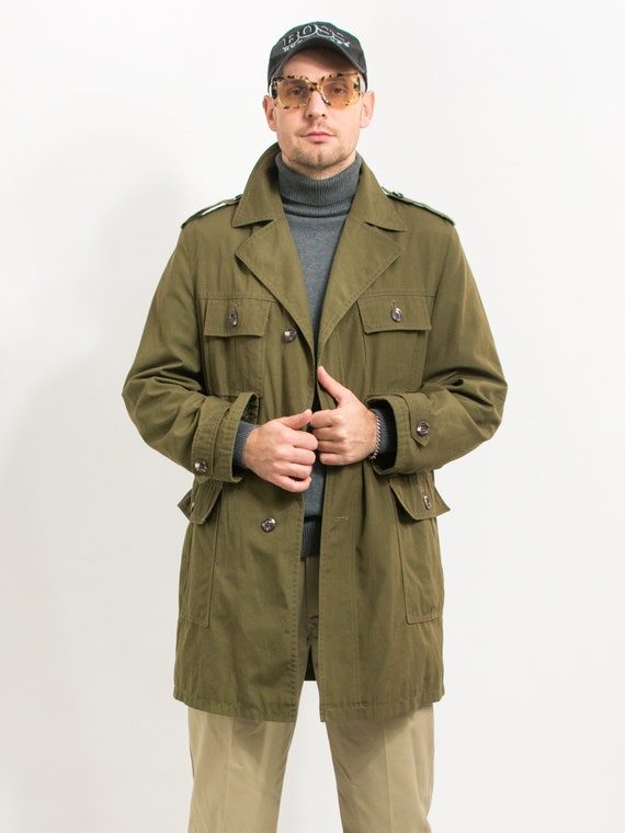 Vintage light jacket military parka in khaki gree… - image 3