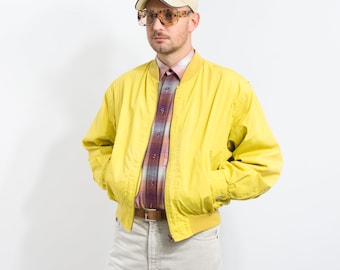 Yellow bomber jacket 90's vintage oversized men size M/L