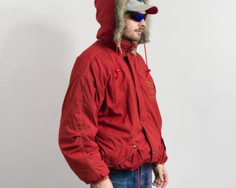 Chaqueta acolchada vintage con capucha de piel sintética estilo bomber XXL