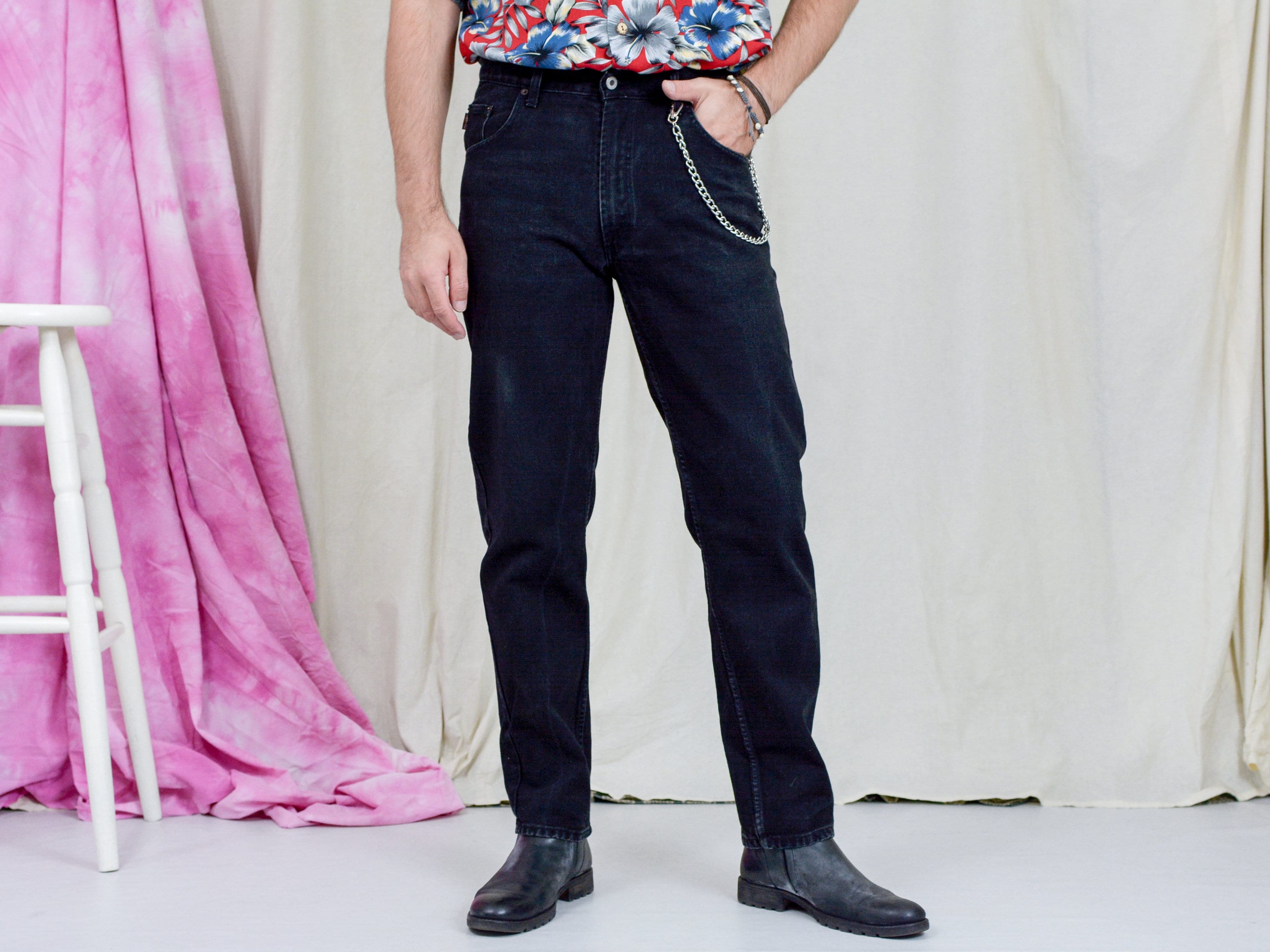 Henry Choice Jeans W34 L32 Vintage Black 90s Trousers Pants