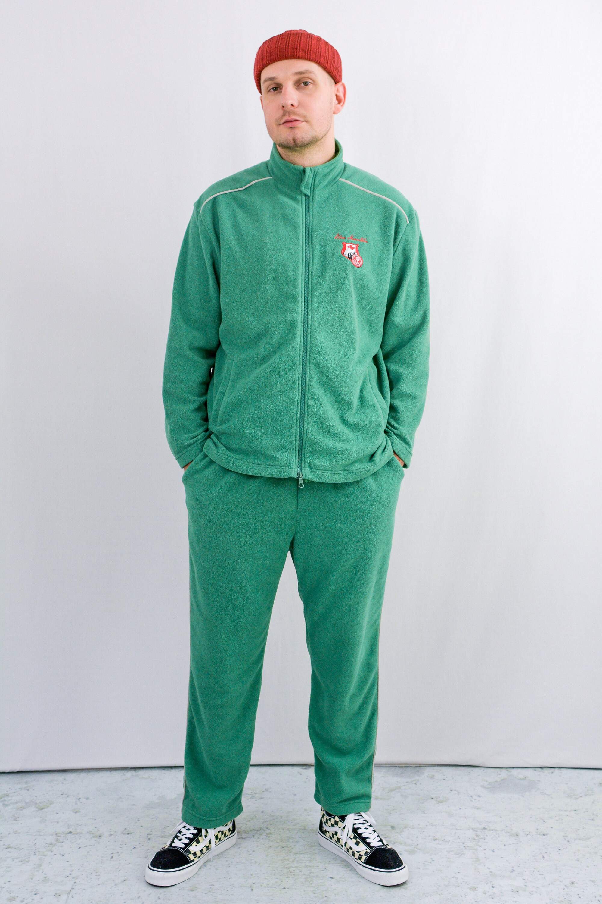 【超目玉枠】 Athletic Warm Tracksuit Fleece Green Vintage Two Set Piece トップス
