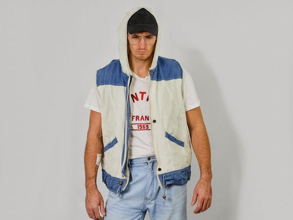 blue jean sleeveless jacket