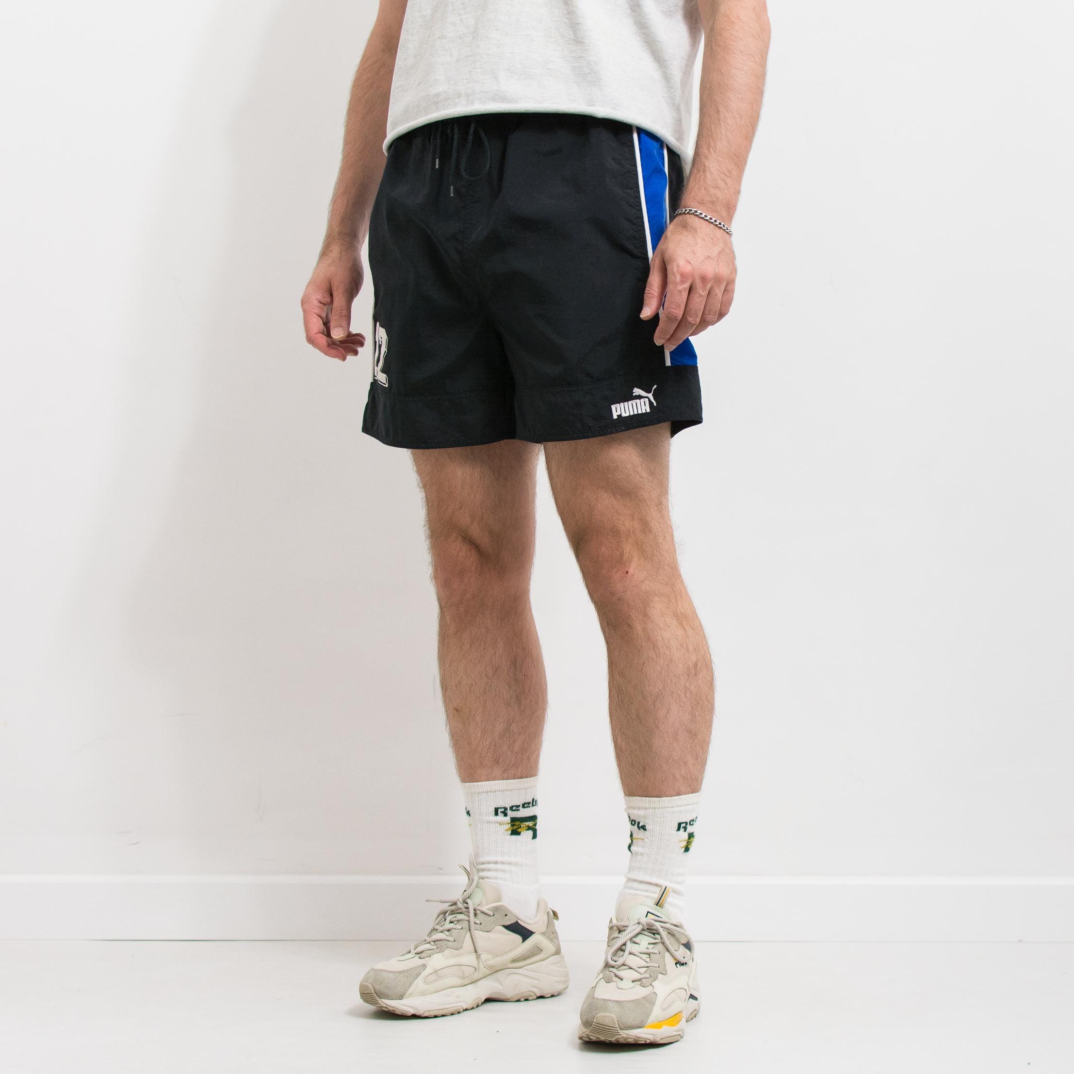 PUMA 90s Shorts Vintage | Black Football Gym Embroidered | Men