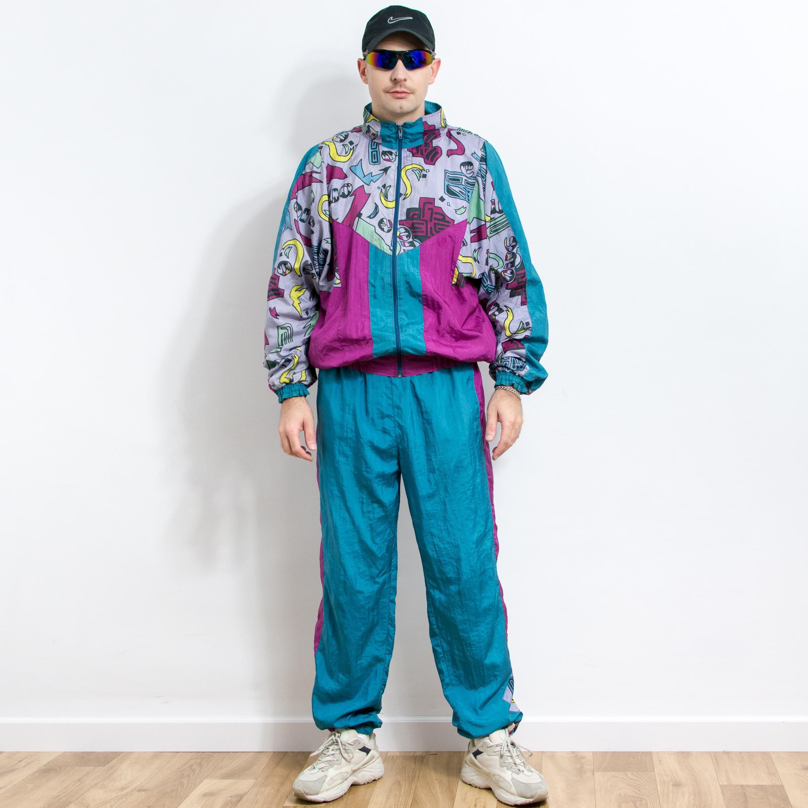 90s  ドイツカラー ナイロン セットアップ　L Y2K 90s Colorblock Tracksuit Vintage Set Jacket & Pants Retro XL - Etsy