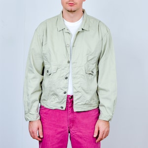 Giacca Corduroy Vintage anni '80 cropped beige denim casual uomini XL