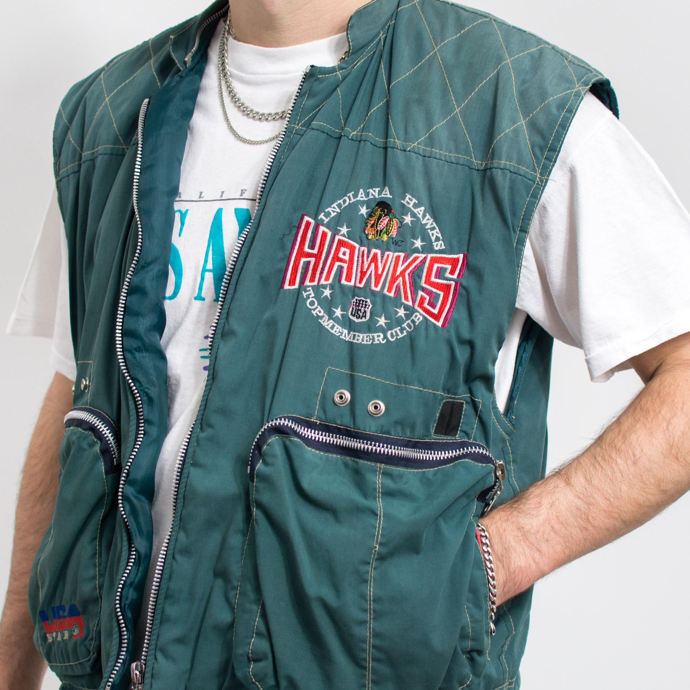 Indiana Hawks Sleeveless Jacket 90's NFL Vest Vintage Men Size S