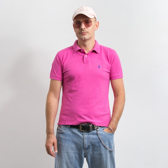 Ralph Lauren Polo Shirt Vintage Pink Short Sleeve Top Men