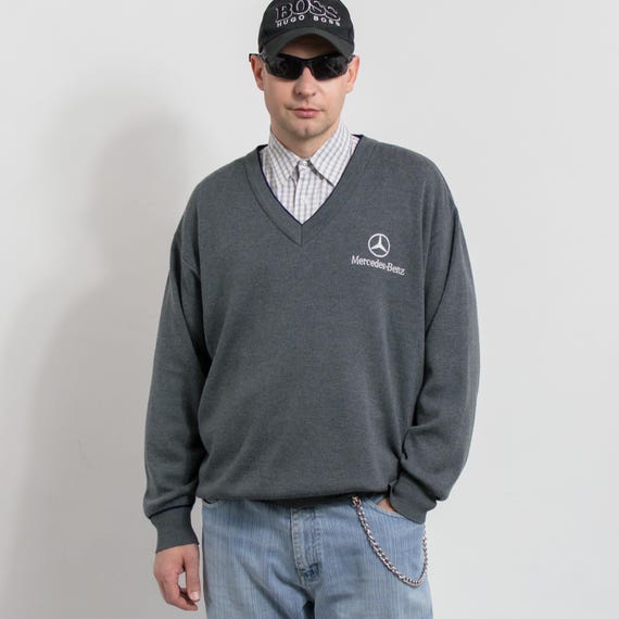 Mercedes Benz Sweater Vintage Wool Blend V Neck XXL