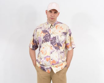 Summer shirt printed abstract pattern vintage 90s top men XL