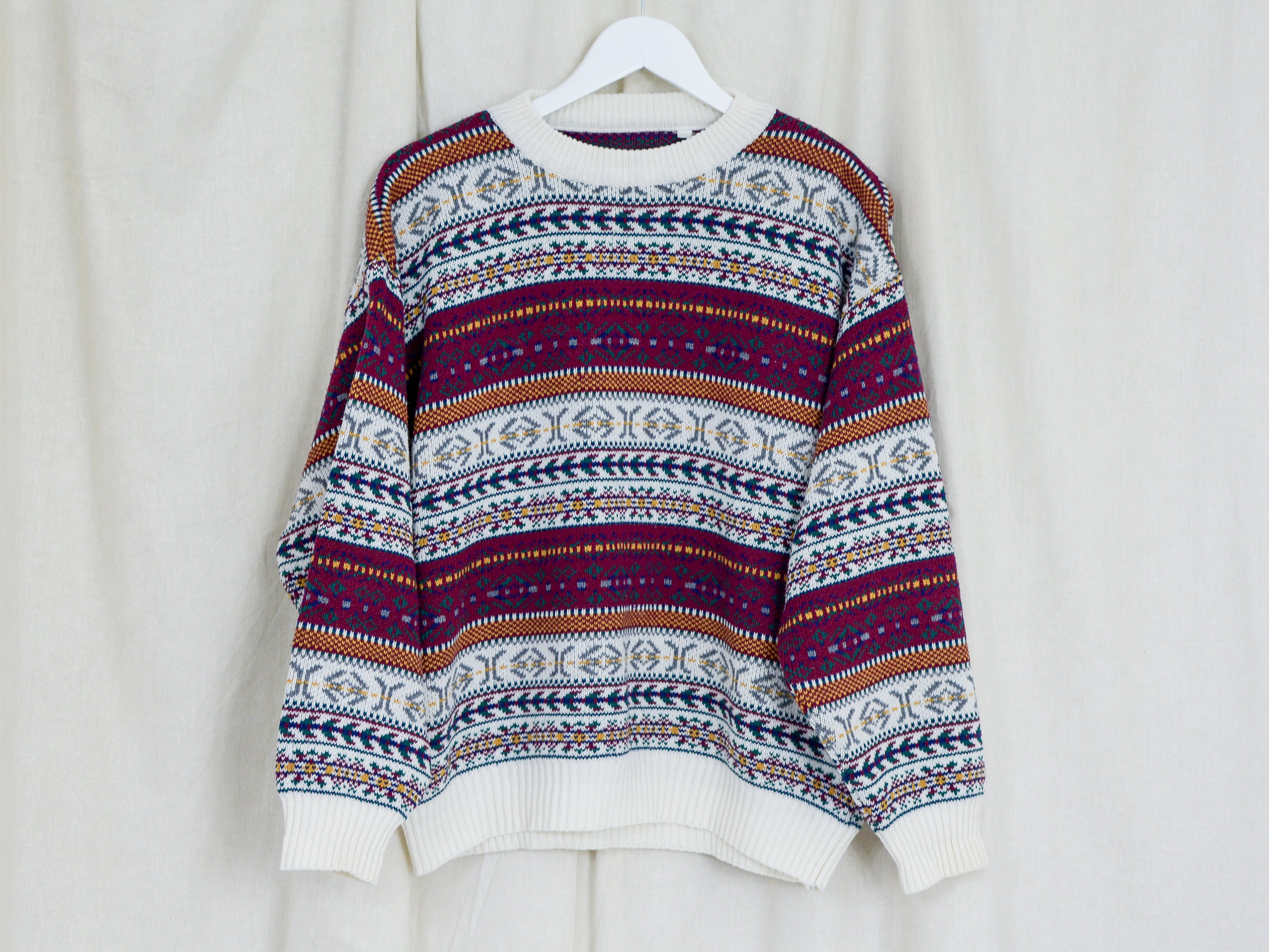 Zig Zag Sweater Vintage 90s Pullover Nordic Multi Colour