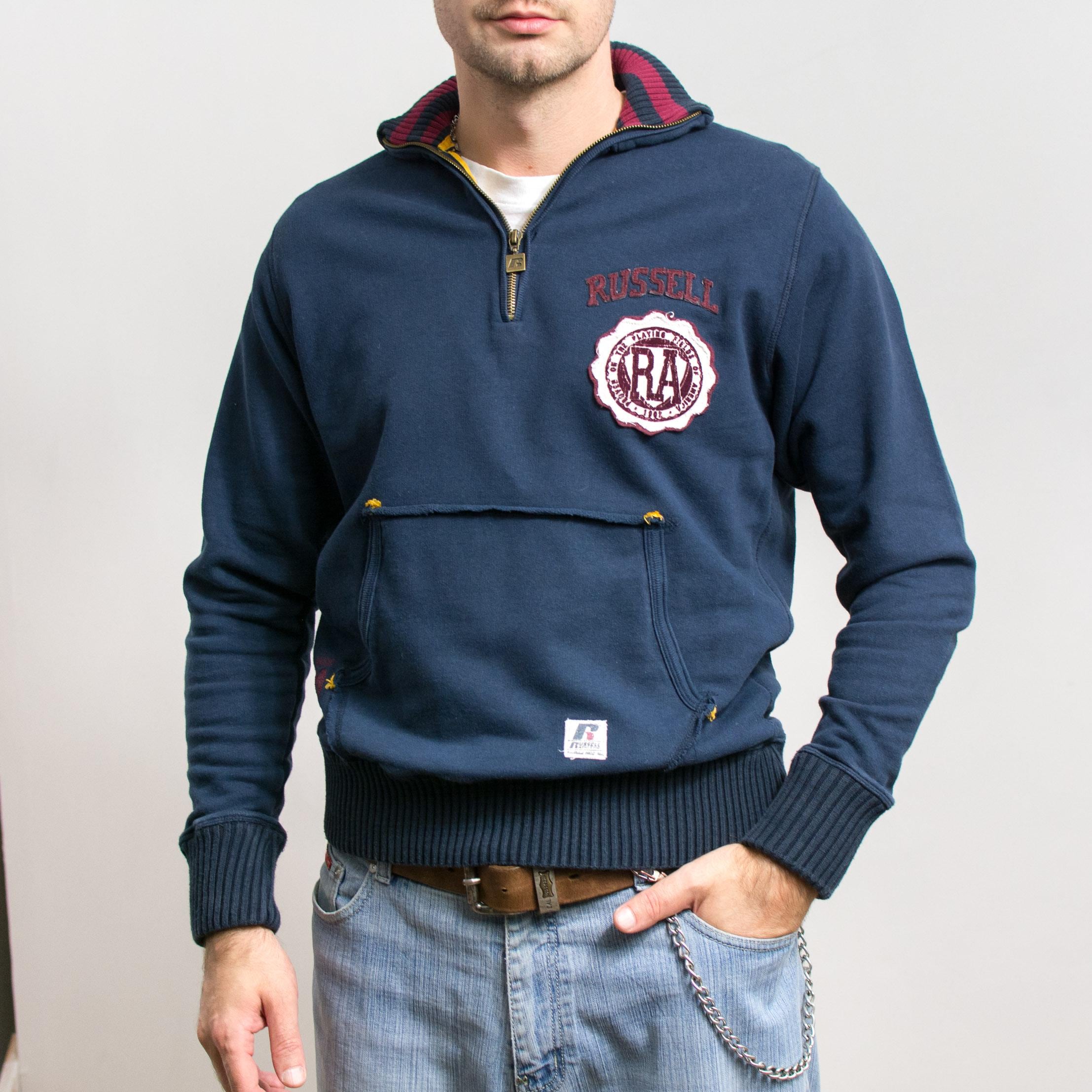 Russell Athletic Vintage 2000s Quarter-zip Sweatshirt Navy M