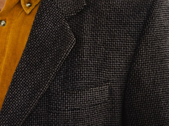 Tweed Jacket Blazer Dark Gray Casual Preppy Vintage 80's