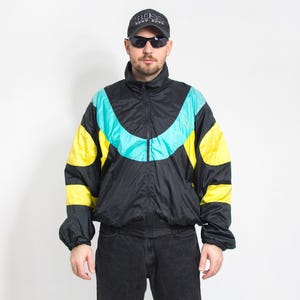 Vintage 90s track jacket nylon windbreaker oversized men size XXL