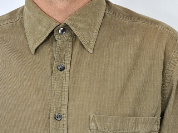 Military Corduroy SHIRT vintage khaki button down… - image 3