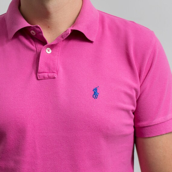 Ralph Lauren Polo Shirt Vintage Pink Short Sleeve Top Men