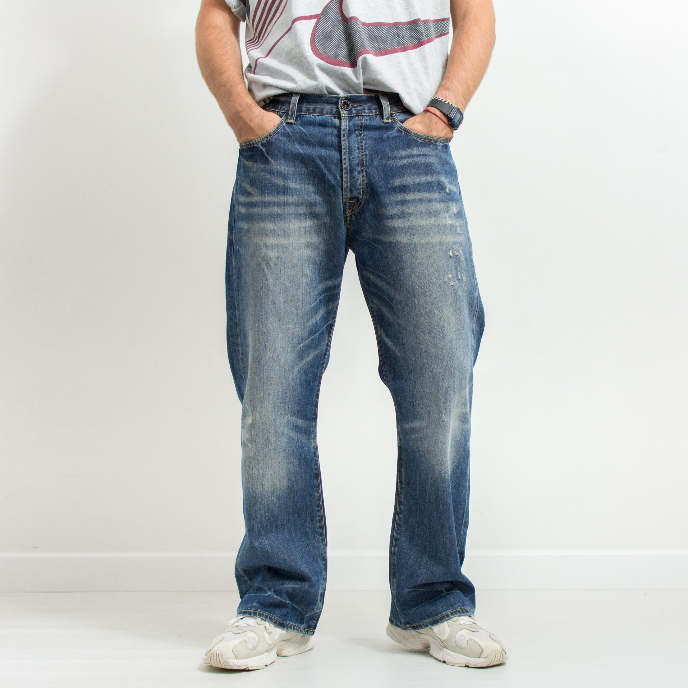no id coating destroy denim 平成 y2k エディ Buy Ed Hardy by Christian Audiger Jeans Y2K Distressed Denim Men