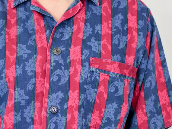Vintage 90s Cotton Shirt: St Michael Marks & Spencer Purple Blue