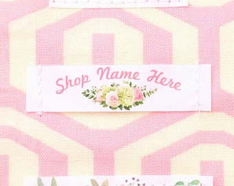 Tiny fabric labels for handmade items, sew on label, custom labels, cotton label, personalized label, quilt labels- Watercolor Flowers