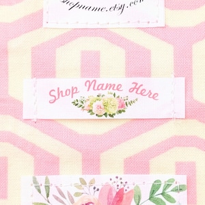 Tiny fabric labels for handmade items, sew on label, custom labels, cotton label, personalized label, quilt labels- Watercolor Flowers