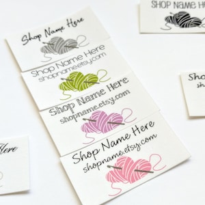 Crochet Hearts printed sew on fabric labels, custom labels, product labels, sewing labels, quilt labels, sewing gift, sewing notion
