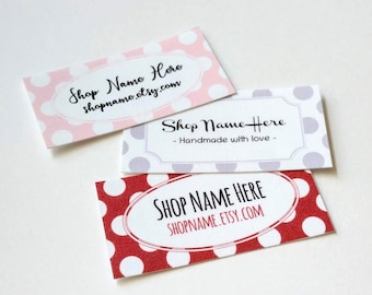 Large Polka Dots printed sew on fabric labels, custom labels, product labels, sewing labels, quilt labels, sewing gift, sewing notion