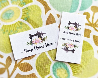 Custom Cotton Fabric Labels: Antique Sewing Machine Design, Personalized Sew-On Tags