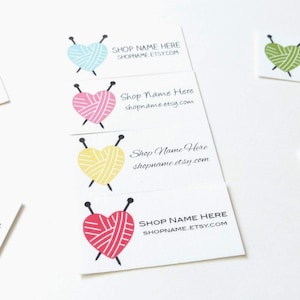 Knitting Hearts printed sew on fabric labels, custom labels, product labels, sewing labels, quilt labels, sewing gift, sewing notion