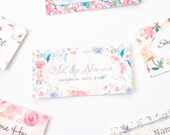 Watercolor Flowers Fabric Labels – Custom Sew-On Tags for Quilts, Crochet & Handmade Goods