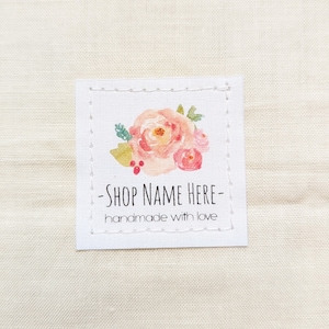 Watercolor Flowers printed sew on square fabric labels, custom labels, product label, sewing labels, quilt label, sewing gift, sewing notion