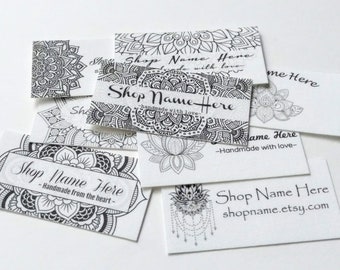 Mandalas printed sew on fabric labels, custom labels, product labels, sewing labels, quilt labels, sewing gift, sewing notion, personalized