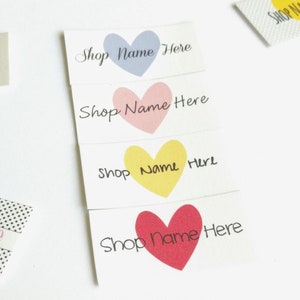 Simple Hearts printed sew on fabric labels, custom labels, product label, sewing label, quilt label, sewing gift, sewing notion, personalize