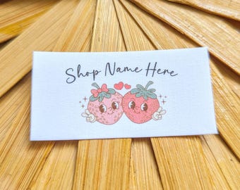 ETIQUETAS PLANAS de fresa, etiquetas de tela impresas para coser, etiquetas personalizadas, etiquetas de productos, etiquetas de costura, etiquetas de colcha, nociones de costura, personalizadas
