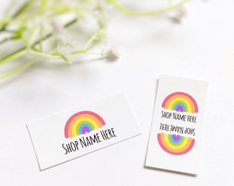 Rainbow printed sew in fabric labels, custom labels, product labels, sewing labels, fold over label, quilt label, sewing gift, sewing notion