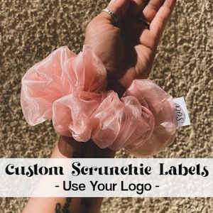 Scrunchie labels custom fold fabric labels, sew in label, custom labels, personalized labels, quilt label, crochet labels, product labels