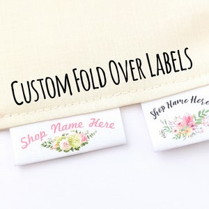 FOLD OVER custom fabric labels, sew in label, custom labels, personalized labels, quilt label, crochet labels, product labels, sewing notion