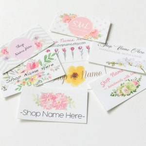 Watercolor Flowers printed sew on fabric labels, custom labels, product labels, sewing labels, quilt labels, sewing gift, sewing notion
