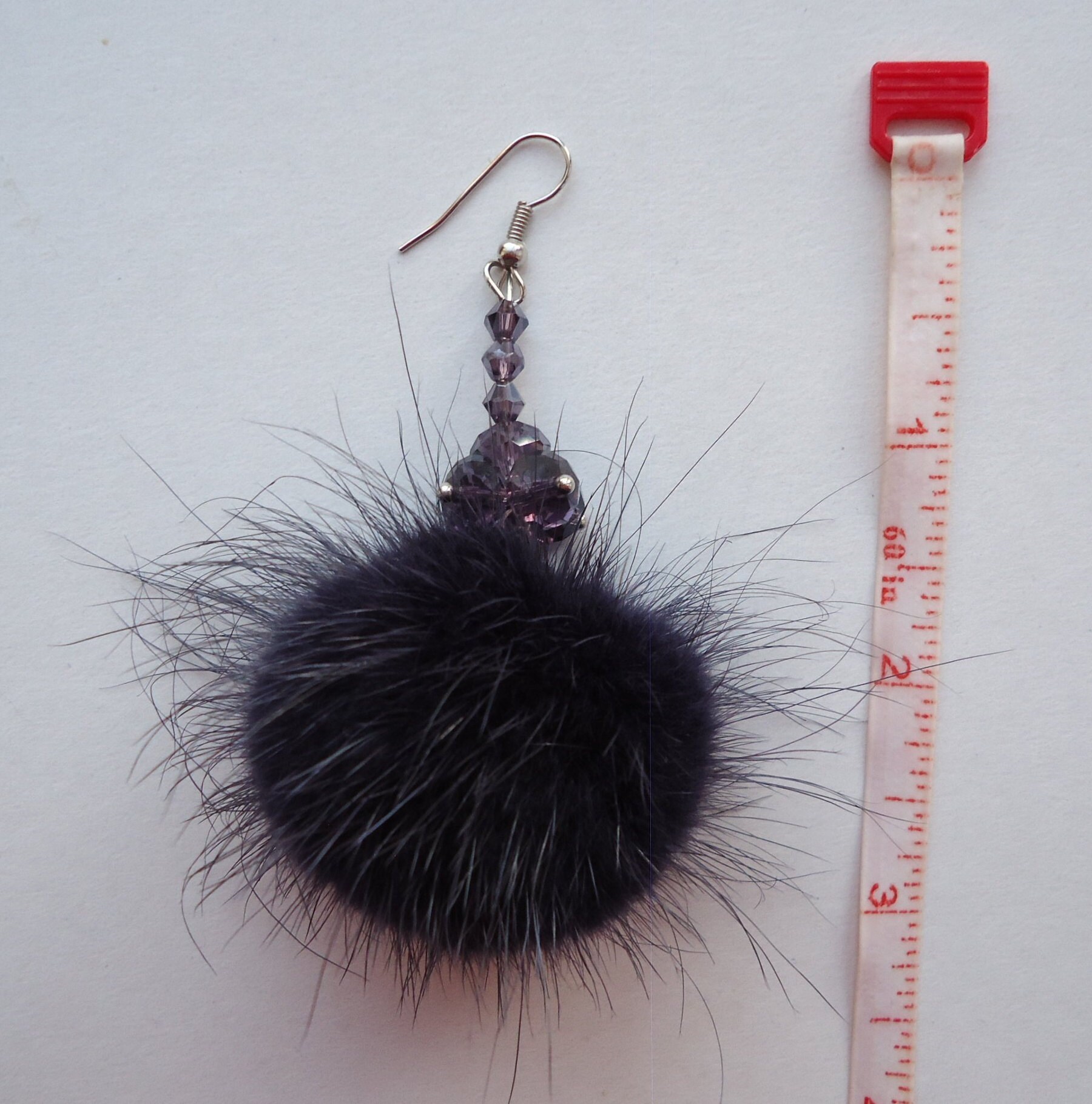 Fur ball earringsPom pom earrings Earrings mink Purple Etsy