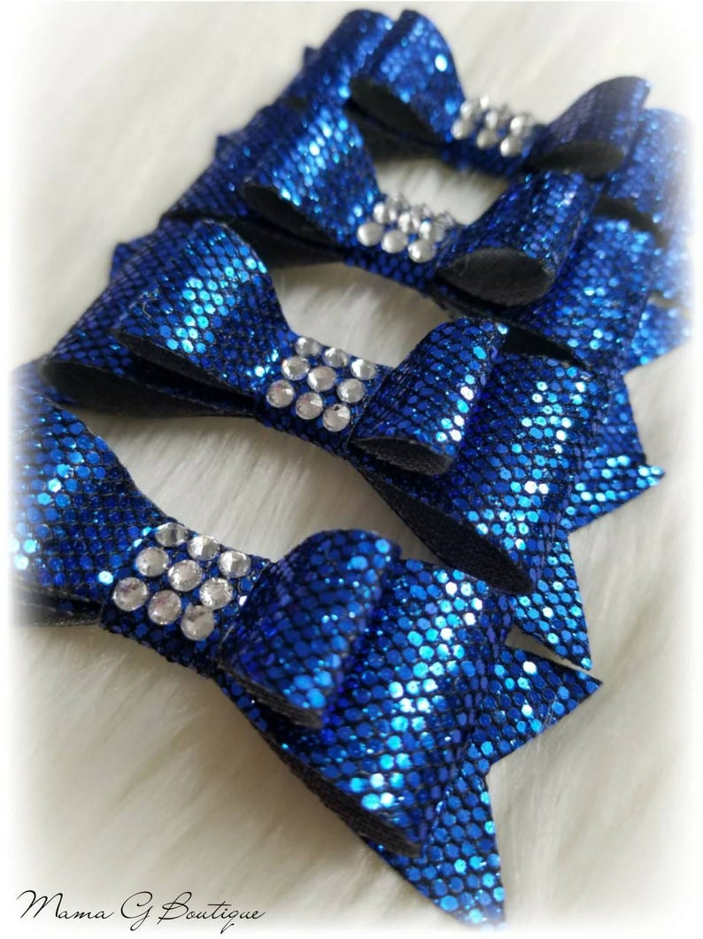 Blue Glitter Bow With Crystals - Etsy