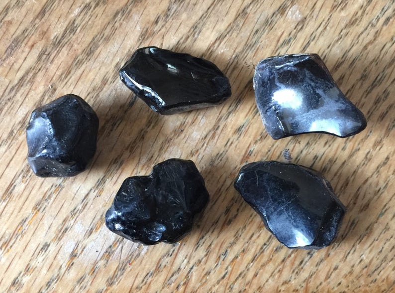 Natural Raw Black Apache Tears Obsidian Stones Etsy