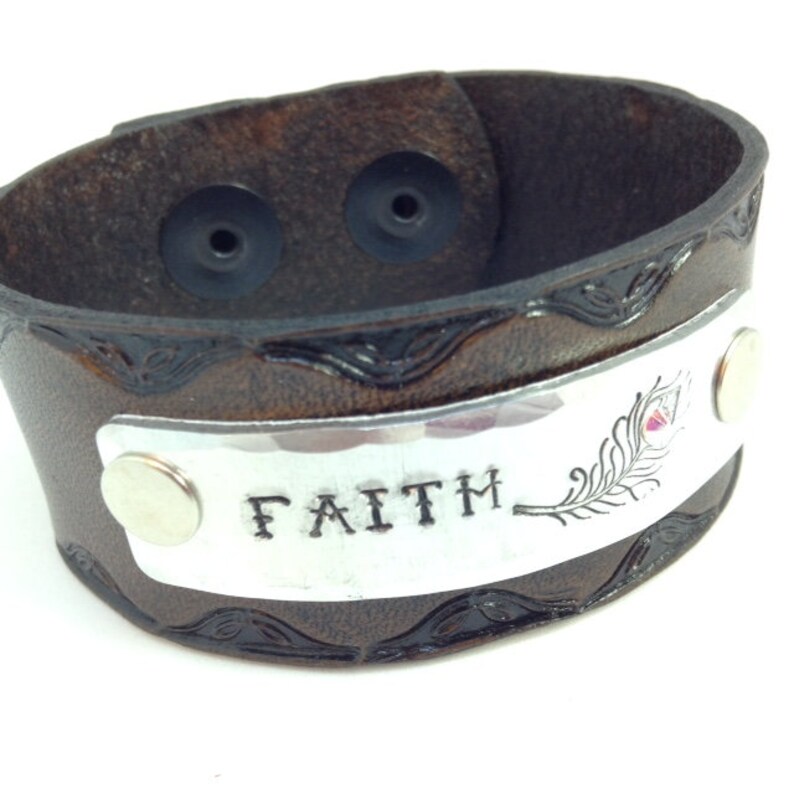 Personalized Stamped Metal Leather Bracelet Custom Cuff Etsy