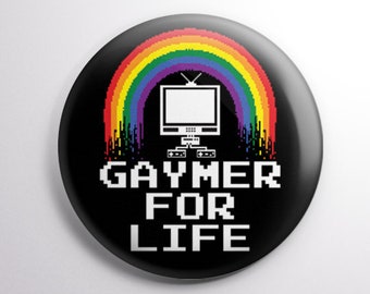 Gaymer for Life - Videogame and LGBTQ Badge. Colorful -  2.25" (58mm) Button